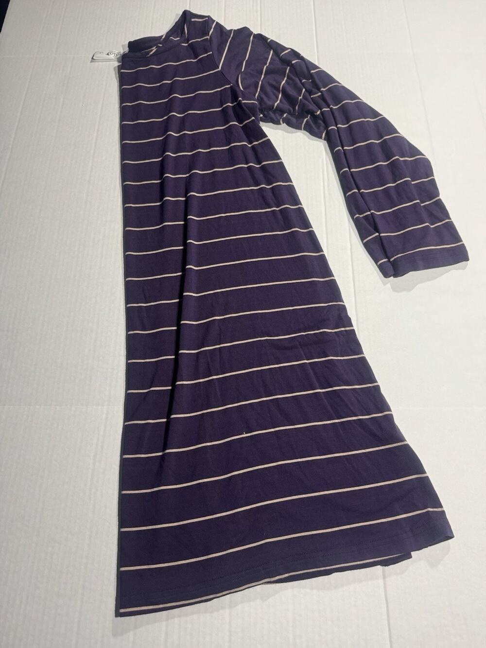 Gala chic T-Shirt Dress L Navy/Khaki Striped Long Sleeve Scoop Neck
